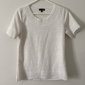 Chances R Women’s White Floral‎ Short Sleeve Blouse Size Small